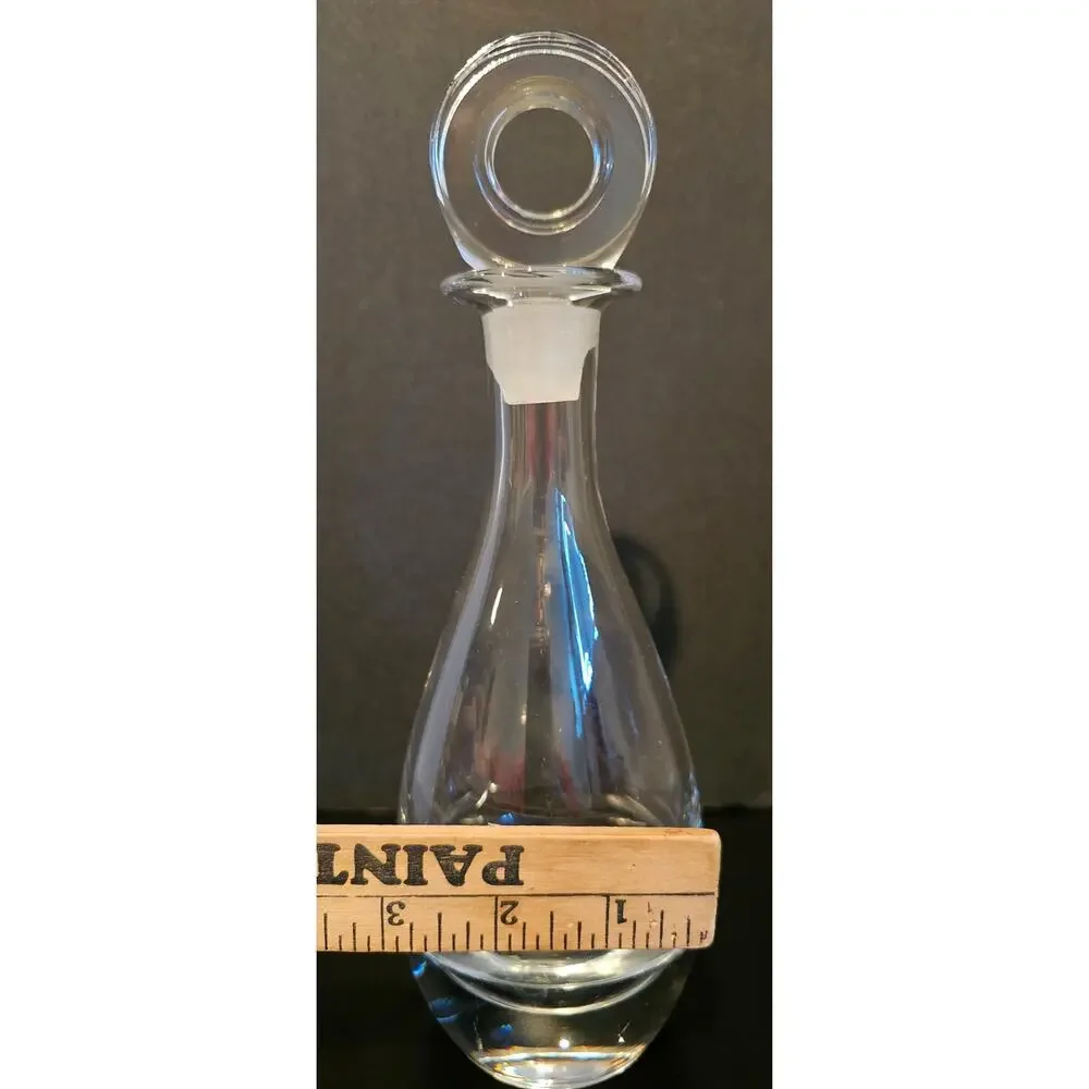 Vintage Clear Crystal Decanter with Ground Glass Circle Stopper